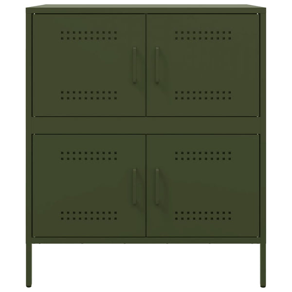 Olivgrünes Sideboard Agaftia 68x39x79cm (Stahl)