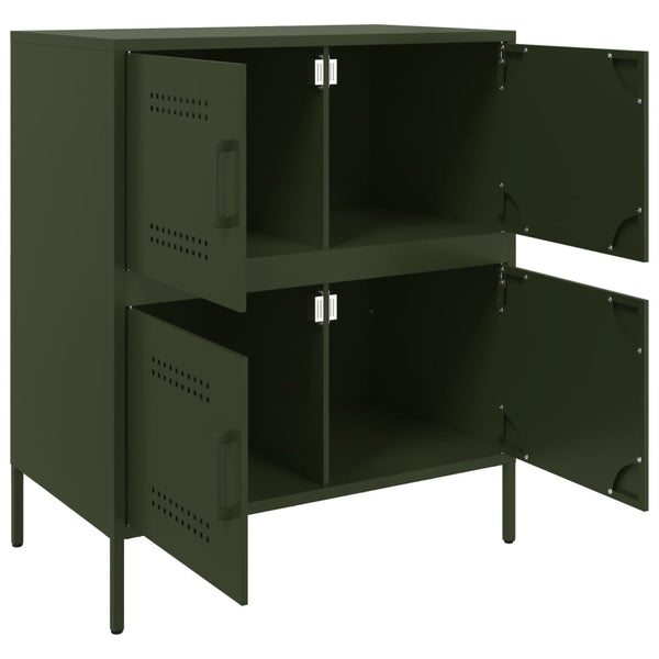 Olivgrünes Sideboard Agaftia 68x39x79cm (Stahl)