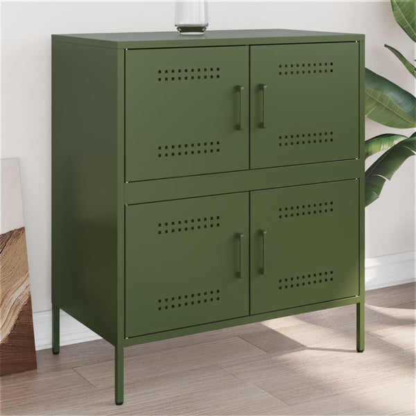 Olivgrünes Sideboard Agaftia 68x39x79cm (Stahl)