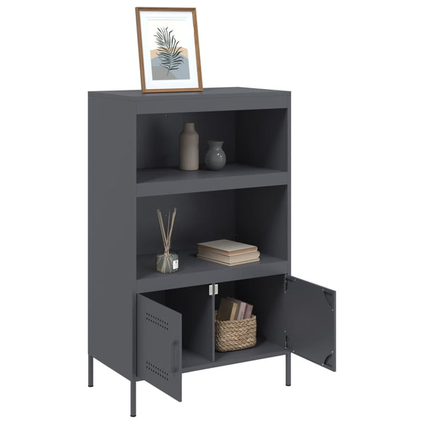 Anthrazitfarbener Schrank Octavel 68x39x113cm (Stahl)