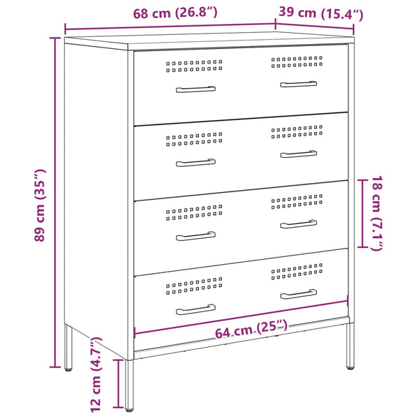 Sideboard Anthrazit Gruet 68x39x89cm (Stahl)