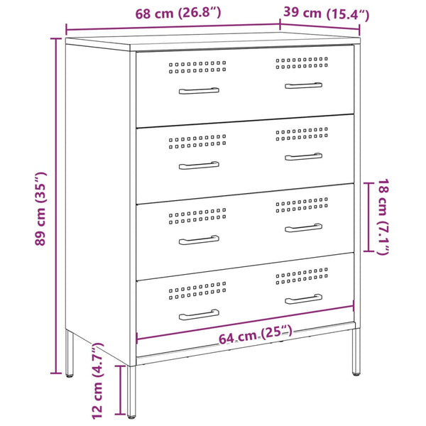 Weißes Sideboard Gruet 68x39x89cm (Stahl)