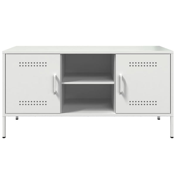 Weißes TV-Lowboard Saint 100,5x39x50,5cm (Stahl)