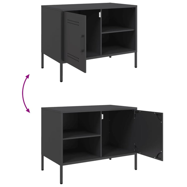 Schwarzes TV-Möbel Cartagina 68x39x50,5cm (2 St., Stahl)