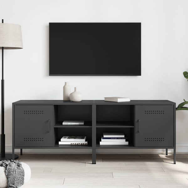 Schwarzes TV-Möbel Cartagina 68x39x50,5cm (2 St., Stahl)