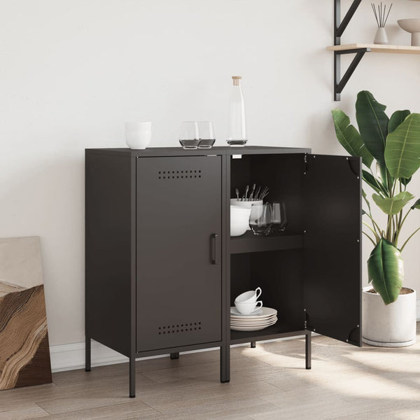Schwarzer Beistellschrank Ivo 36x39x79cm (2 Stk. kaltgewalzter Stahl)