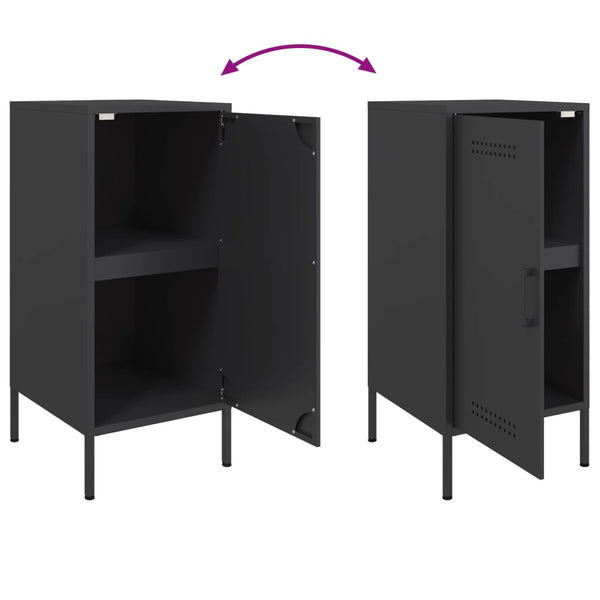 Schwarzer Beistellschrank Ivo 36x39x79cm (2 Stk. kaltgewalzter Stahl)
