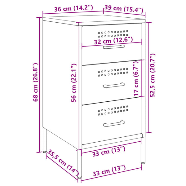 Pink Nachttisch Shyheim 36x39x68cm (kaltgewalzter Stahl)