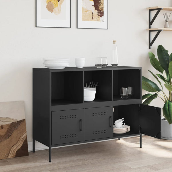 Schwarzes Sideboard Melti 100,5x39x79cm (kaltgewalzter Stahl)