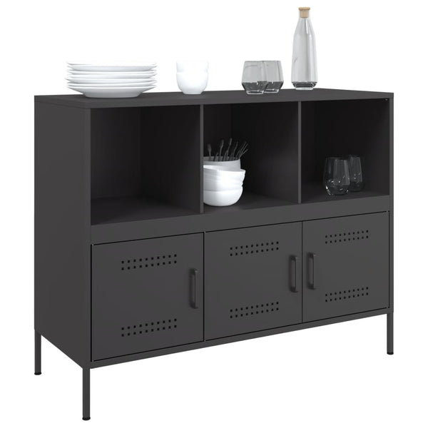 Schwarzes Sideboard Melti 100,5x39x79cm (kaltgewalzter Stahl)