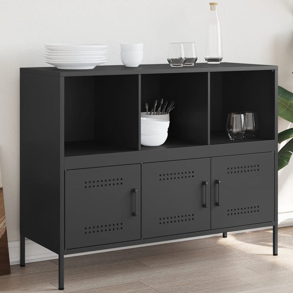 Schwarzes Sideboard Melti 100,5x39x79cm (kaltgewalzter Stahl)