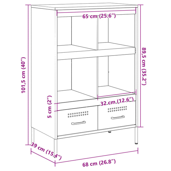 Schwarzer Schrank Guta 68x39x101,5cm (kaltgewalzter Stahl)