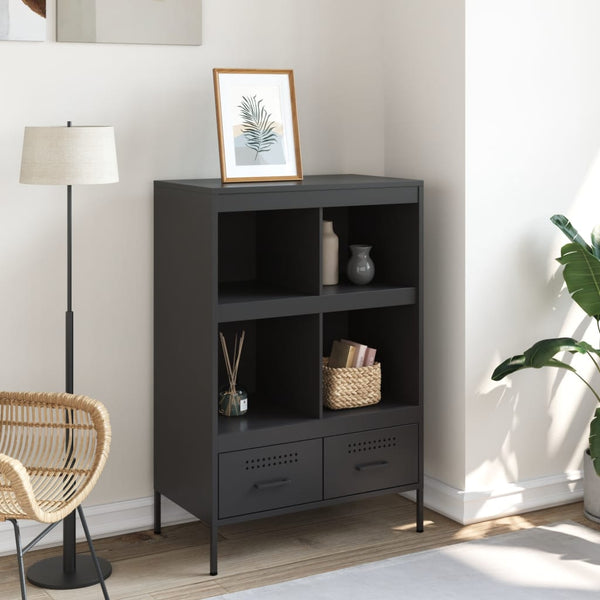 Schwarzer Schrank Guta 68x39x101,5cm (kaltgewalzter Stahl)
