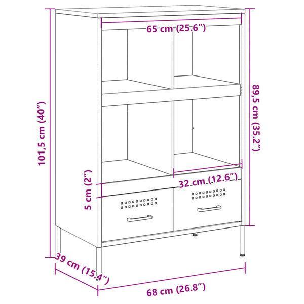 Olivgrüner Schrank Guta 68x39x101,5cm (kaltgewalzter Stahl)
