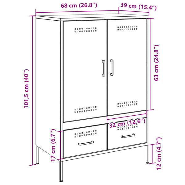 Schwarzer Schrank Iusni 68x39x101,5cm (kaltgewalzter Stahl)