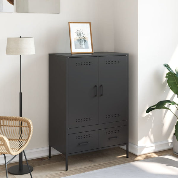 Schwarzer Schrank Iusni 68x39x101,5cm (kaltgewalzter Stahl)