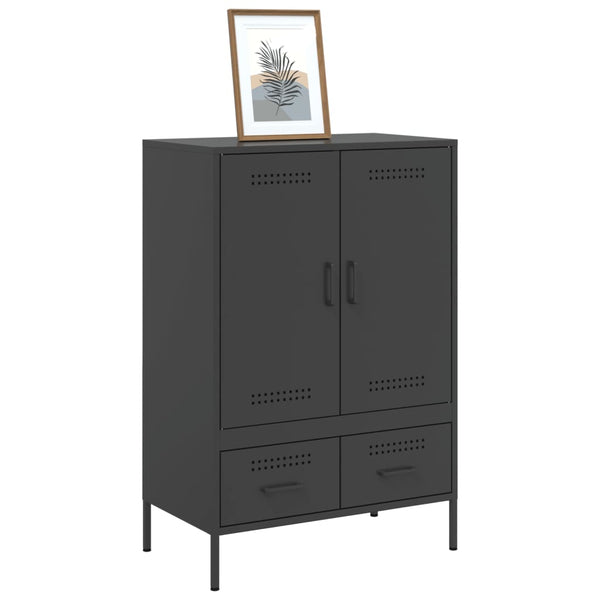 Schwarzer Schrank Iusni 68x39x101,5cm (kaltgewalzter Stahl)