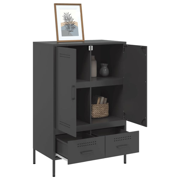 Schwarzer Schrank Iusni 68x39x101,5cm (kaltgewalzter Stahl)