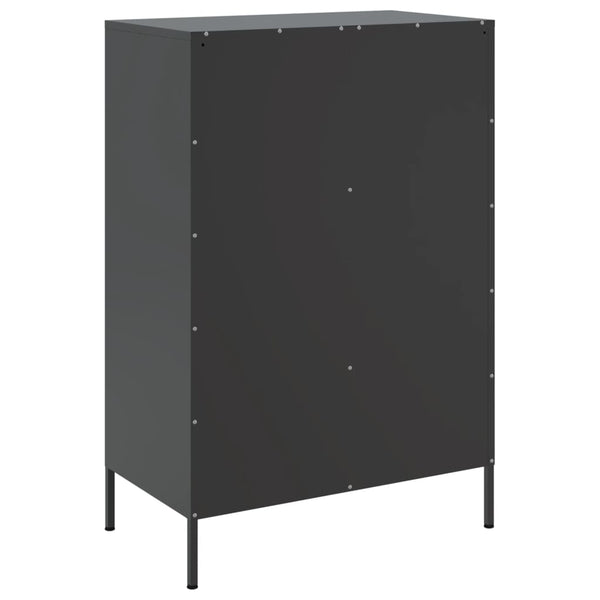Schwarzer Schrank Iusni 68x39x101,5cm (kaltgewalzter Stahl)