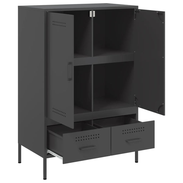 Schwarzer Schrank Iusni 68x39x101,5cm (kaltgewalzter Stahl)