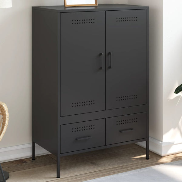 Schwarzer Schrank Iusni 68x39x101,5cm (kaltgewalzter Stahl)