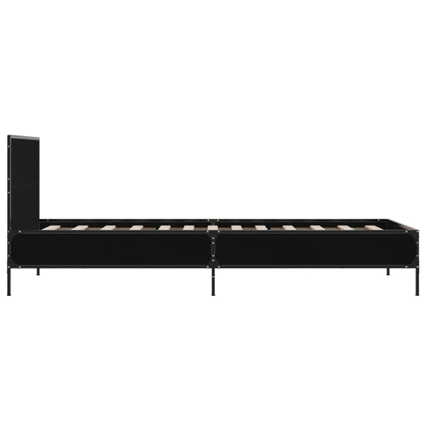 Schwarzes Bettgestell Edidia 90x200cm (Holz und Metall)