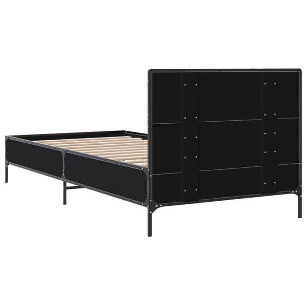 Schwarzes Bettgestell Edidia 90x200cm (Holz und Metall)