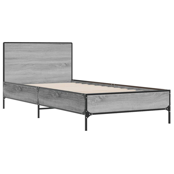 Graues Bettgestell Edidia 90x200cm (Holz und Metall)