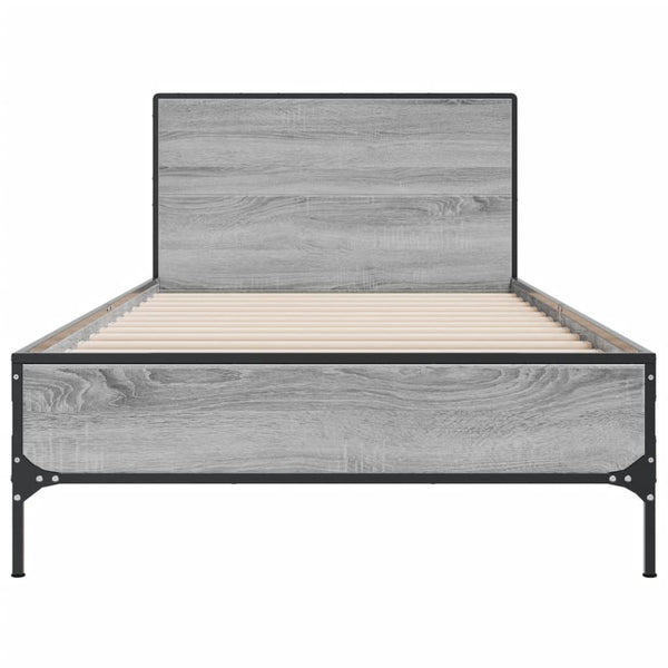 Graues Bettgestell Edidia 90x200cm (Holz und Metall)