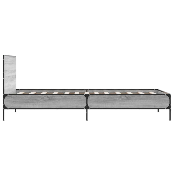 Graues Bettgestell Edidia 90x200cm (Holz und Metall)