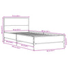 Graues Bettgestell Edidia 90x200cm (Holz und Metall)