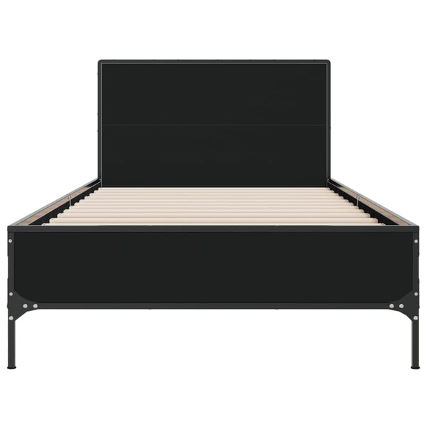 Schwarzes Bettgestell Edidia 100x200cm (Holz und Metall)