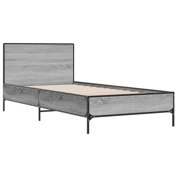 Graues Bettgestell Edidia 100x200cm (Holz und Metall)