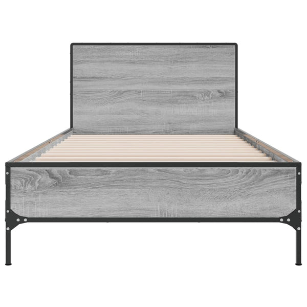 Graues Bettgestell Edidia 100x200cm (Holz und Metall)