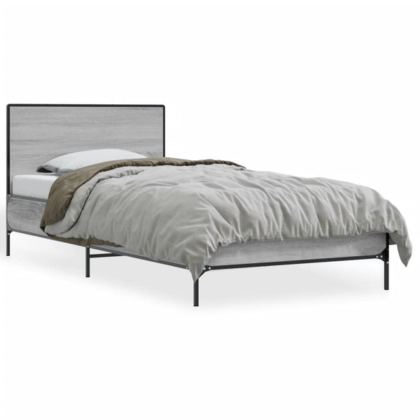 Bettgestell Edidia Grau 75x190cm (Holz und Metall)