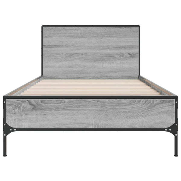 Bettgestell Edidia Grau 75x190cm (Holz und Metall)