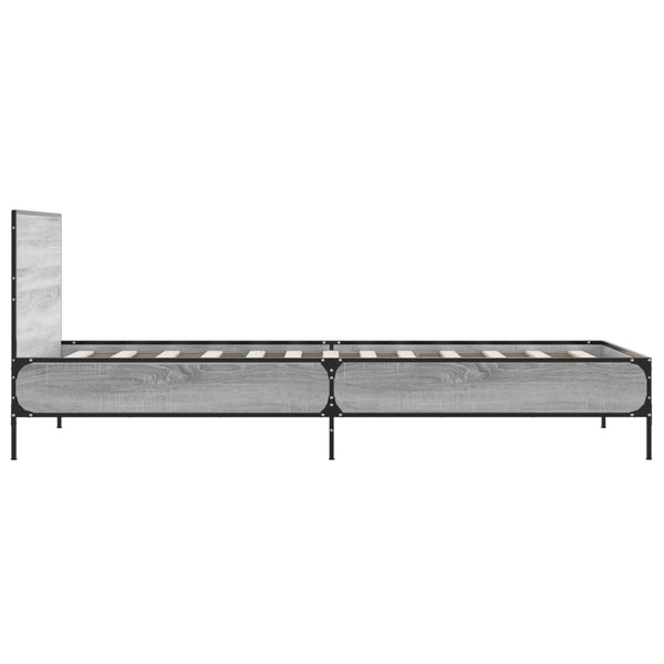 Bettgestell Edidia Grau 75x190cm (Holz und Metall)