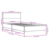 Bettgestell Edidia Grau 75x190cm (Holz und Metall)