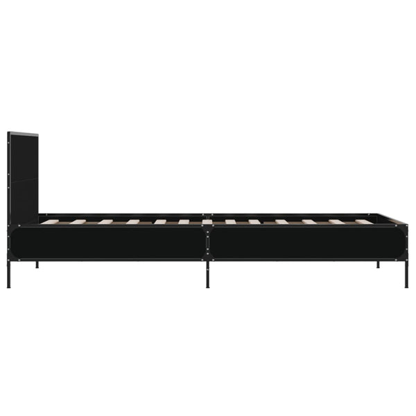 Schwarzes Bettgestell Edidia 90x190cm (Holz und Metall)