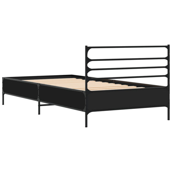Schwarzes Bettgestell Evghenie 90x200cm (Holz und Metall)