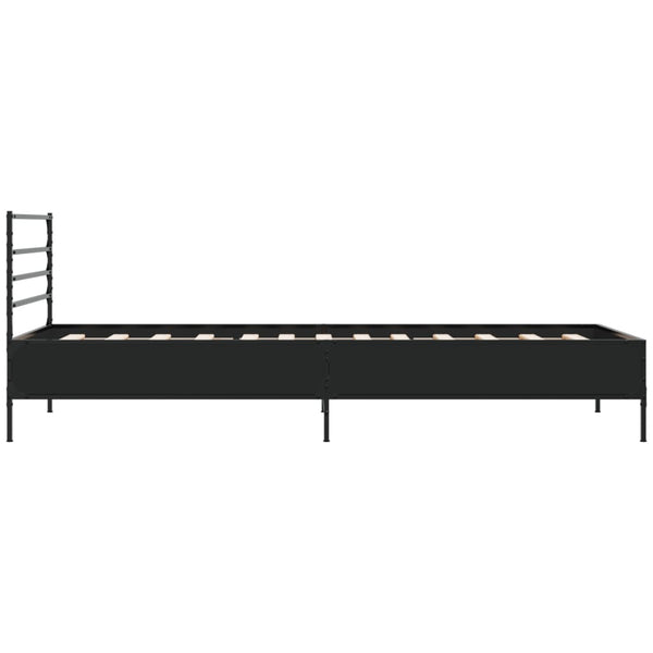 Schwarzes Bettgestell Evghenie 100x200cm (Holz und Metall)
