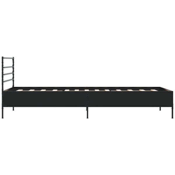 Schwarzes Bettgestell Evghenie 75x190cm (Holz und Metall)