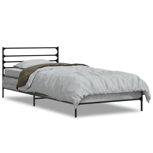 Graues Bettgestell Evghenie 75x190cm (Holz und Metall)