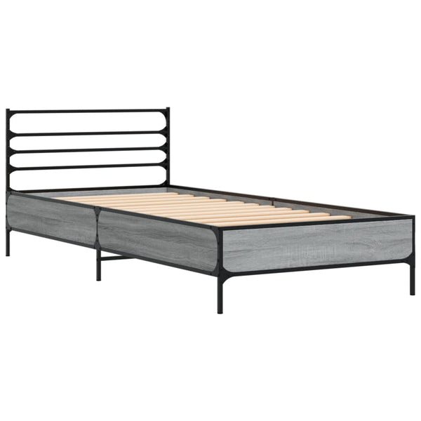 Graues Bettgestell Evghenie 75x190cm (Holz und Metall)