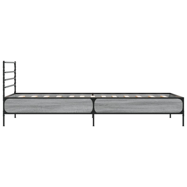 Graues Bettgestell Evghenie 75x190cm (Holz und Metall)