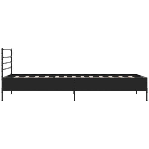 Schwarzes Bettgestell Evghenie 90x190cm (Holz und Metall)