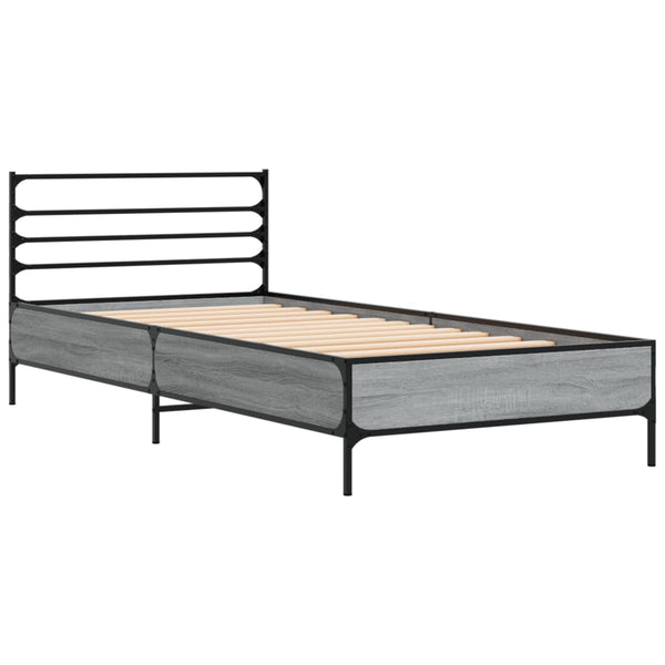 Graues Bettgestell Evghenie 90x190cm (Holz und Metall)