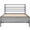 Graues Bettgestell Evghenie 90x190cm (Holz und Metall)