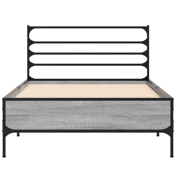 Graues Bettgestell Evghenie 90x190cm (Holz und Metall)