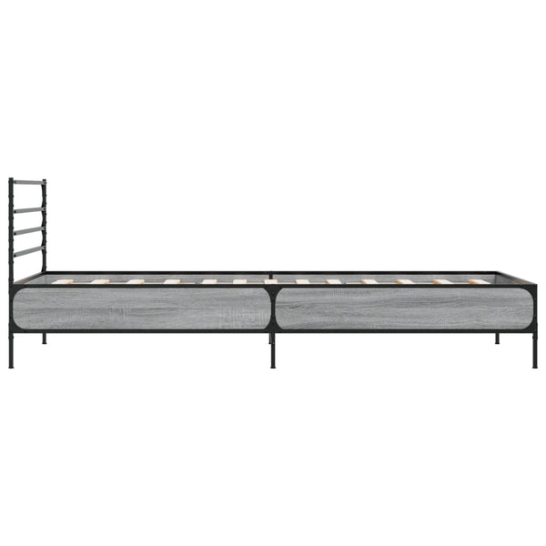 Graues Bettgestell Evghenie 90x190cm (Holz und Metall)